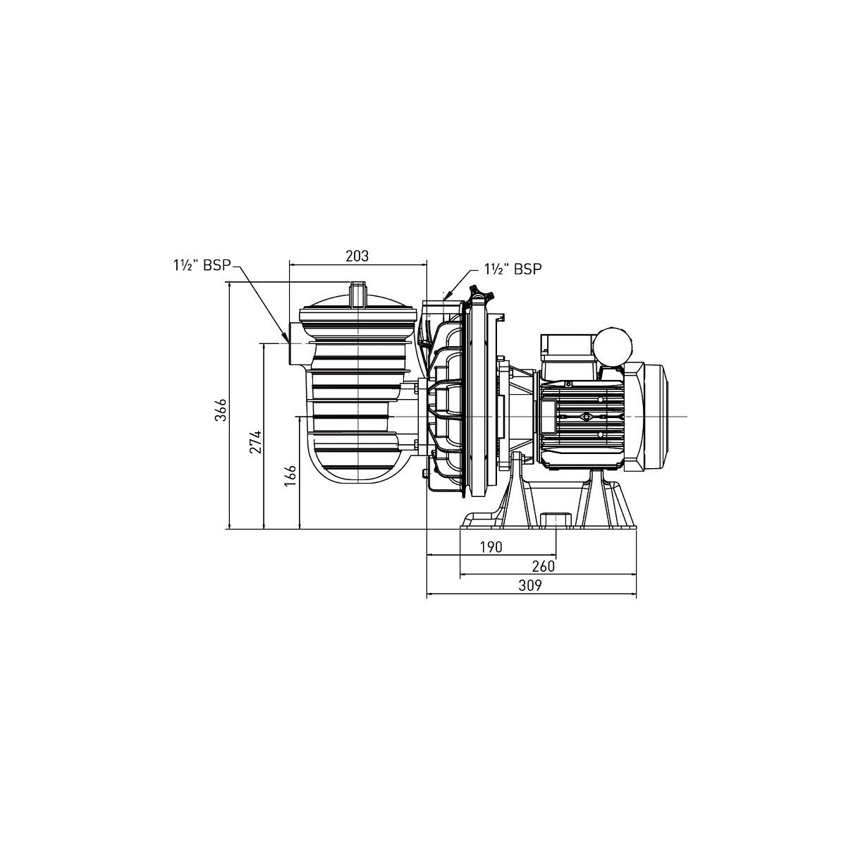 Sta-Rite 5P2R pump - kw 1.1 - load 19 m3/h at 8 mwc single speed