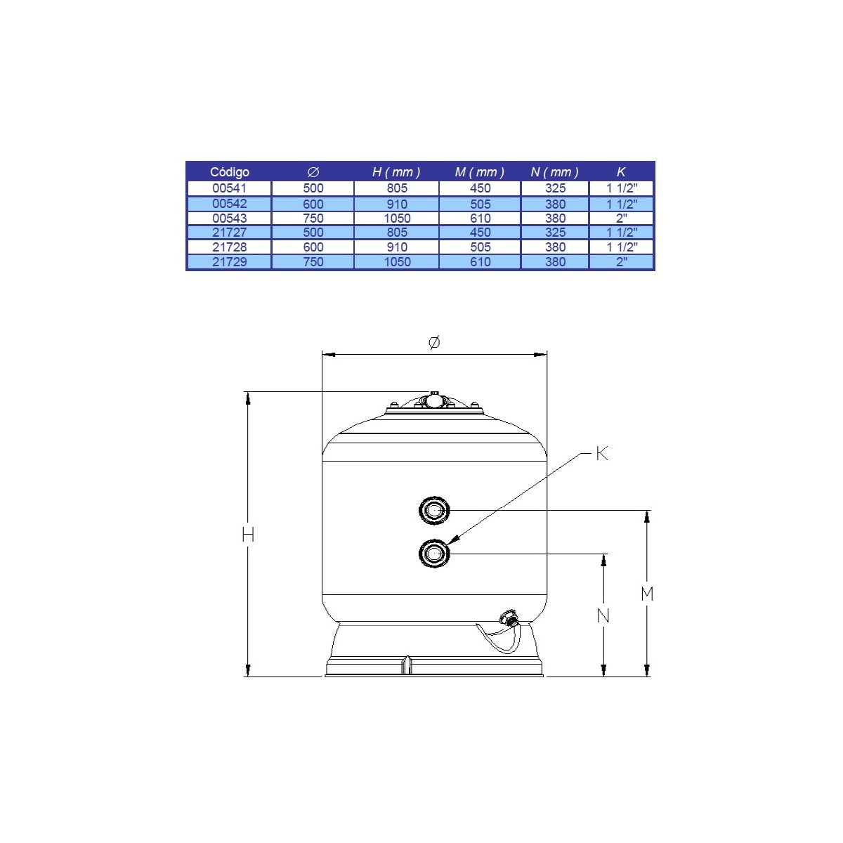 Filter Astral Berlin - diam. 750 - load 21 m3/h