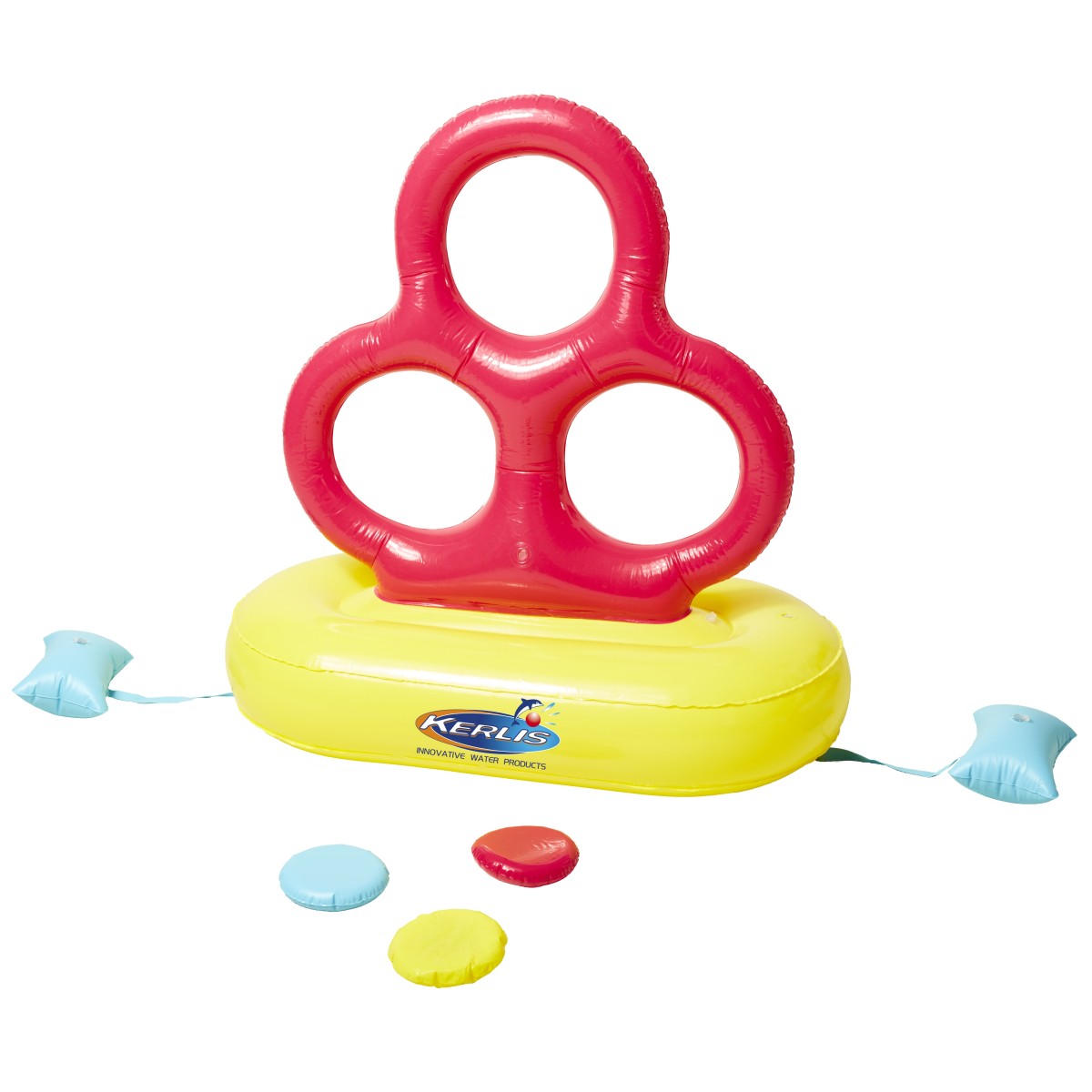 Inflatable water game with three hoops