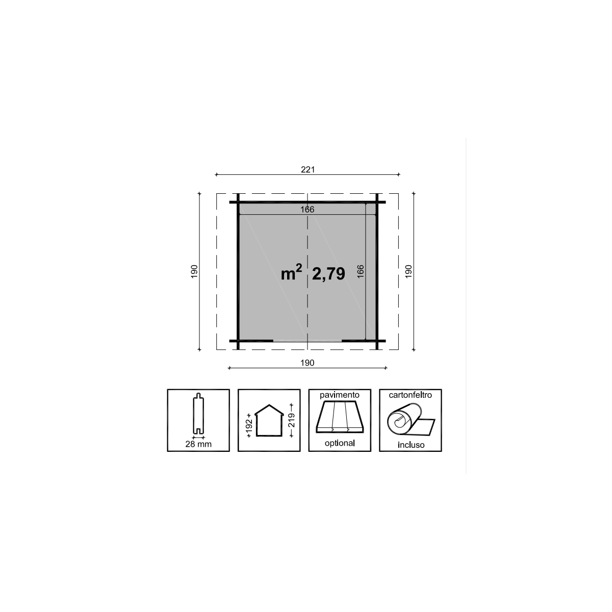 Compra Casetta da giardino in legno Gaia 190 x 190