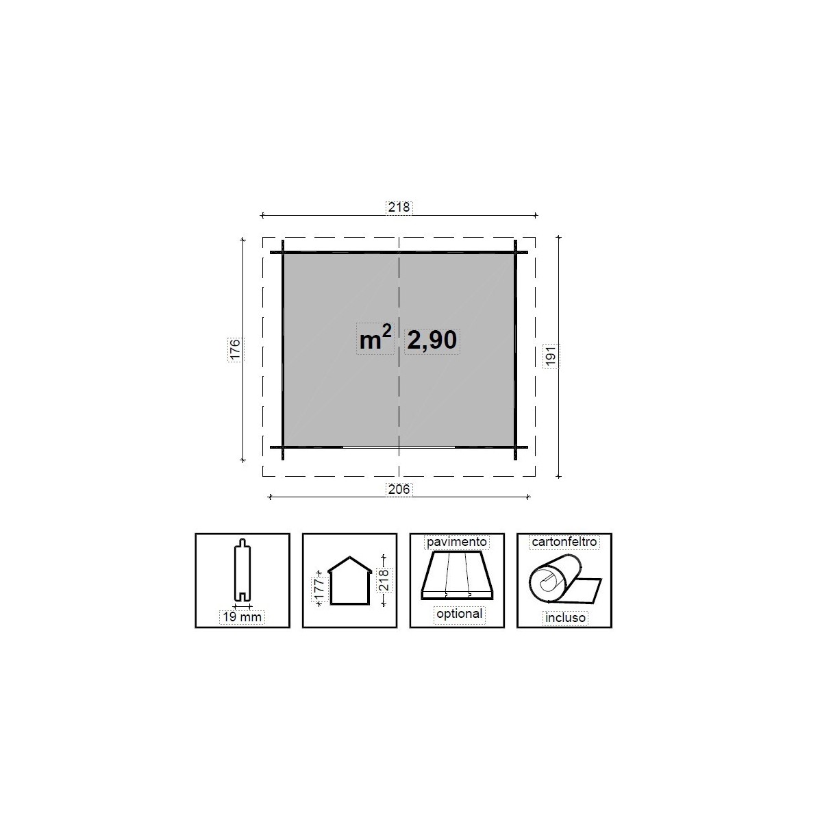 Casetta da giardino in legno Clara 206x176 - LOSA LEGNAMI | Vannini Aqua&Pool