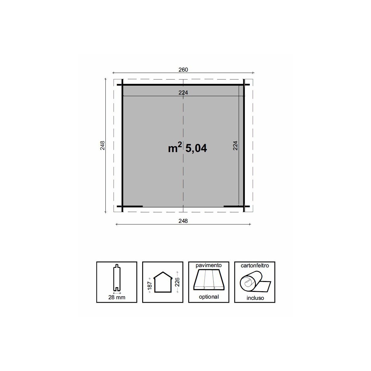 Casetta da giardino in legno Noemi 250x250