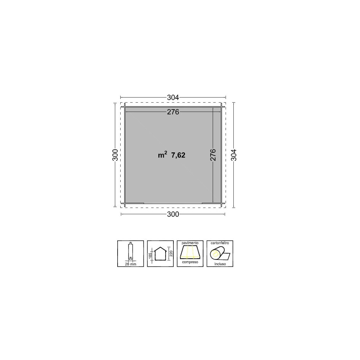 Casetta da giardino in legno ASIA 300X300 - LOSA LEGNAMI | Vannini Aqua&Pool