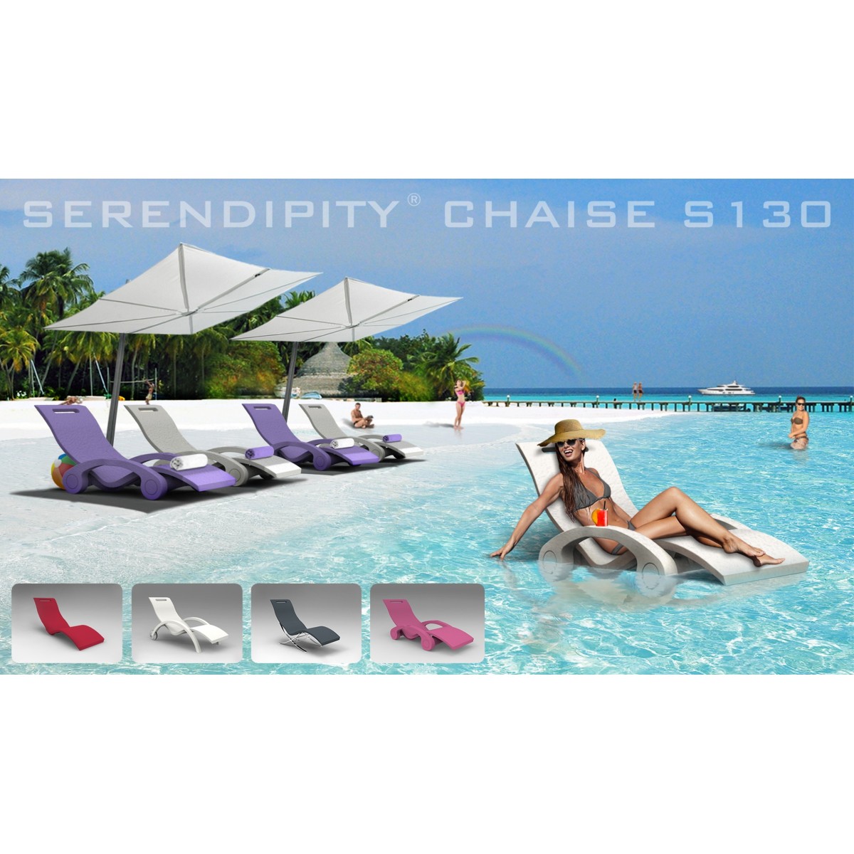 Lettino prendisole galleggiante SERENDIPITY CHAISE per piscina